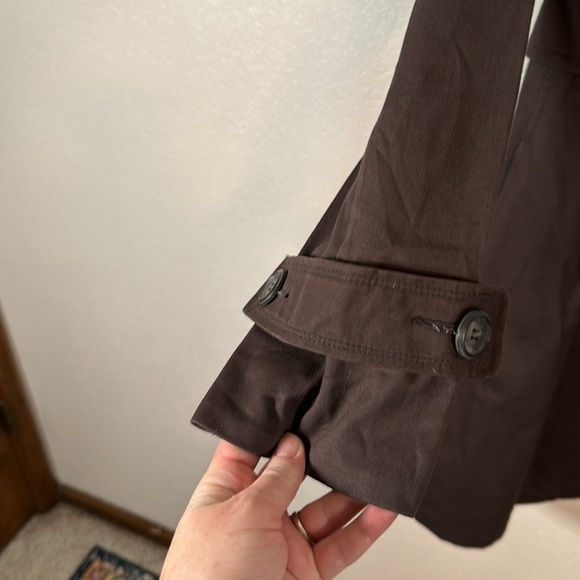 Garnet Hill Eggplant Knee Length Trench Coat Button Details Size 8 - Picture 2 of 7